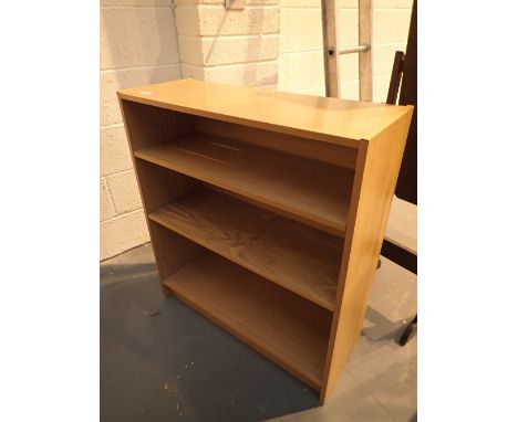 Three shelf light oak bookcase 