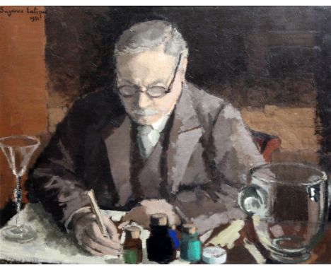 § An extremely important Portrait of René Lalique by his artist daughter Suzanne Lalique (1892-1989) oil on canvas, depicting