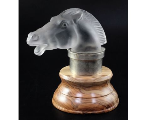 Epsom/Horse. A glass mascot by René Lalique, introduced on 5/6/1929, No.1153 in satin and frosted glass with a slight amethys