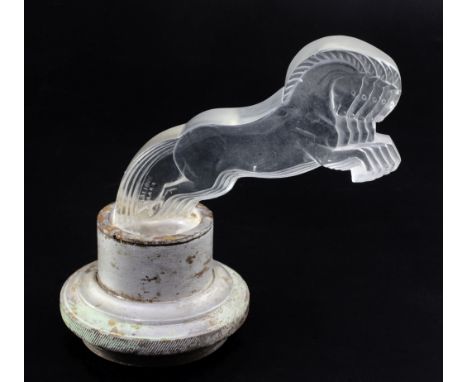 Cinq Chevaux/Five Horses. A glass mascot by René Lalique, introduced on 26/8/1925, No.1122 clear and frosted glass, signed mo