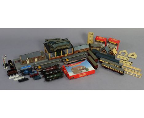 A Hornby railways “OO” gauge scale model of a B-R 2-6-4 locomotive (No. 80054); three tri-ang “OO” gauge scale model locomoti