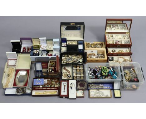 A large quantity of costume jewellery; together with various items of silver jewellery.