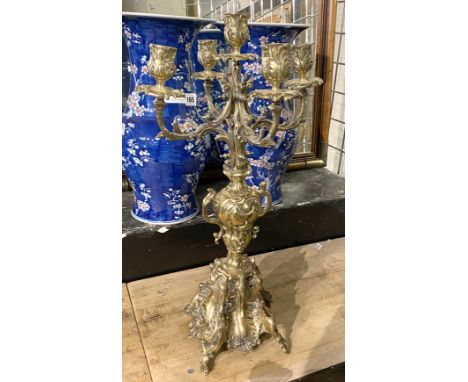 LARGE 5 BRANCH BRASS CANDELABRA 49CMS (H) APPROX