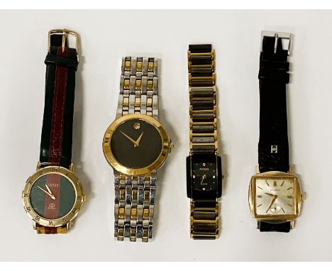 GENTS MOVADO LADIES RADO WATCH, BULOVA WATCH WITH GUCCI STYLE WATCH.