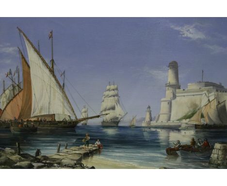 John Bentham Dinsdale (1927-2008): oil on canvas, Marseilles, inscribed verso, 60 x 50 cm. Not available for in-house P&PArti