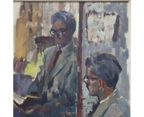 Patrick Lambert Larking (1907-1981): oil on board, Denis Costello, Royal Institute of Oil Painting label verso, 44 x 69 cm. N