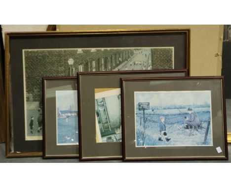 Tom Dodson (1910-1991): four framed, two pencil-signed, largest 74 x 45 cm. Not available for in-house P&PArtists Resale Righ