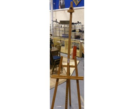 A large professional quality artists easel, extended H: 240 cm. Not available for in-house P&amp;P 