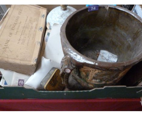 Sundries including lamp, strong box etc