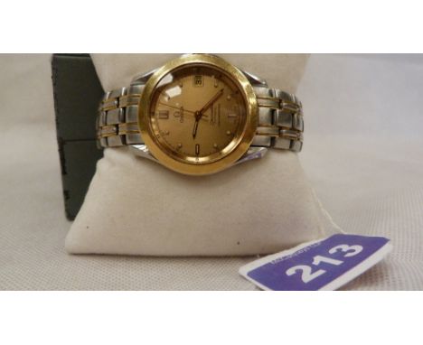 An Omega Seamaster Automatic chronometer cal 1111 120 gentlemans wristwatch, the stainless steel case with 18ct bezel, crown 
