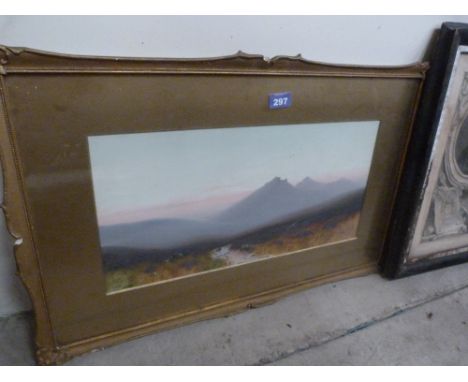 BEN GRAHAM: Snowden, North Wales. Signed and Inscribed. Gouache 10'' x 20''