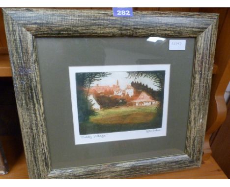 A signed print by John Carhill ''Caldey Village''
