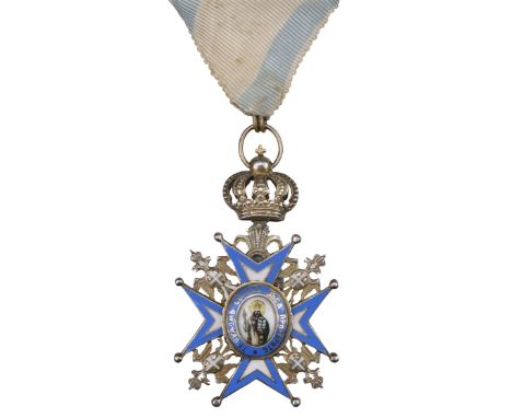 * Serbia, Order of Saint Sava, 3rd type, Knight's breast badge, silver gilt and enamel, Bishop with green robes, 42 mm  QTY: 
