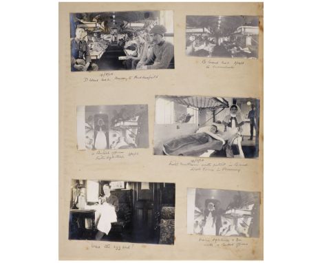 * WWI RAMC. An album of photographs and postcards relating to the Royal Army Medical Corps, circa 1916-17, including Ambulanc