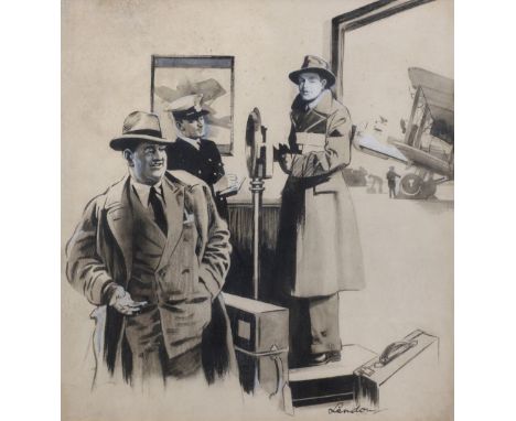 * Lendon (Warwick William, 1883-1971). Imperial Airways arrival at Croydon circa 1930s, monochrome watercolour and gouache, s
