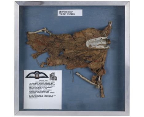 * Spitfire R6597. Part of the rudder of Spitfire R6597 which was shot down on 28 November 1940, canvas and aluminium construc