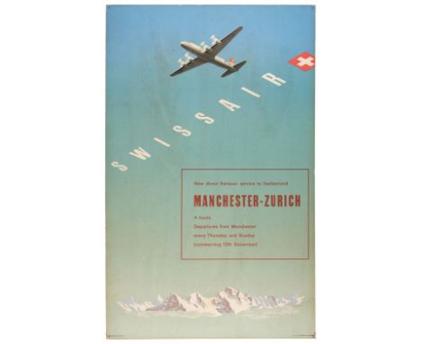 * Swissair. An advertising poster designed by Hermann Eidenbenz (1902-1993), circa 1948, colour lithograph, printed by Wolfsb