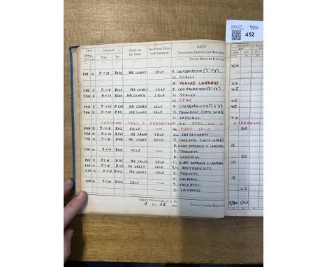 * Log Book. WWII Royal Canadian Air Force log book kept by Flying Officer D.H. Shorland No. 130 (Punjab) Squadron and later N