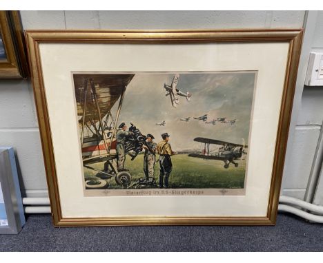 * Dawson (Nelson). Airship landing at Dover aerodrome, coloured engraving, signed and titled in pencil to the margin, image s