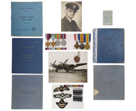 * Family Group: Medals and Log Books to Flight Lieutenant T.J. Pugh, Royal Air Force1939-1945 Star, Air Crew Europe Star with