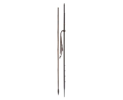 * Lance. Imperial German Army Uhlan's steel lance, with four edge steel point with various stamps mounted on a tubular steel 