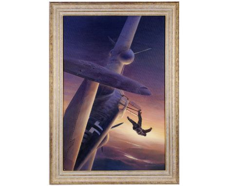 * Thompson (Charles J.). "Fall of the Deputy Führer", oil on canvas, showing Rudolph Hess arriving in Scotland in his Bf110, 