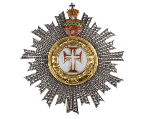 * Portugal. Order of Christ breast star, silver and enamel with sacred heart (this with loss of enamel), reverse with vertica