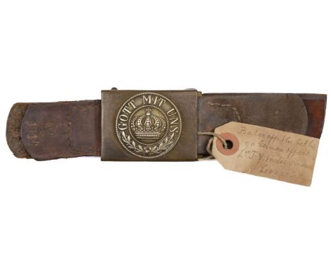 * War Souvenir. Imperial German belt buckle, the white metal buckle with imperial crown and the motto Gott Mit Uns (god is wi