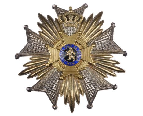 * Belgium, Order of Leopold II, Grand Officer’s breast star by Henri Walravens &amp; Co, Bruxelles, silver, silver-gilt and e