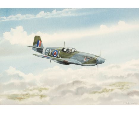 * Howell (John, 1936 -). 303 (Kosciusko) Squadron, watercolour on paper, showing Spitfire BS121 in flight, signed lower right