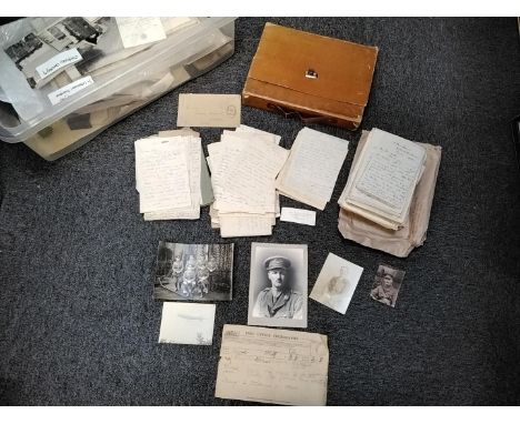 * Wiltshire Regiment. Letters, photographs and ephemera relating to 2nd Lieutenant Edward Comerford Casey, including a brown 