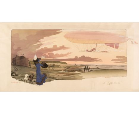 * Bric (George, late 19th/early 20th century). Le "Zodiac III", circa 1910, colour lithograph on paper, showing a lady waving