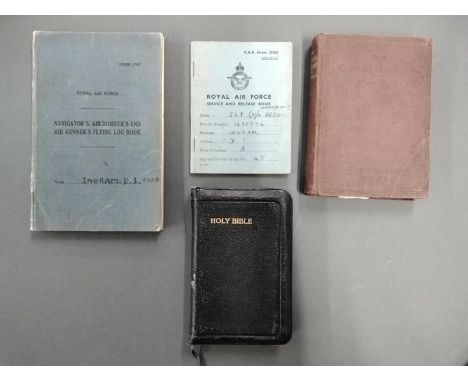 * Log Book. WWII Royal Air Force Navigator's Air Bomber's and Air Gunner's Flying Log Book kept by Wireless Operator D.I. Ing