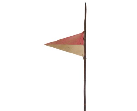 * Cavalry Lance. WWI British cavalry lance, the spearhead on a bamboo haft with red and white pennant, 245 cm long, together 