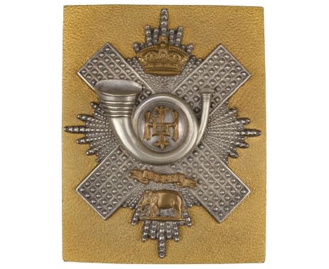 * Highland Light Infantry. Officer's shoulder plate of the Highland Light Infantry circa 1881-1901, the white metal thistle s
