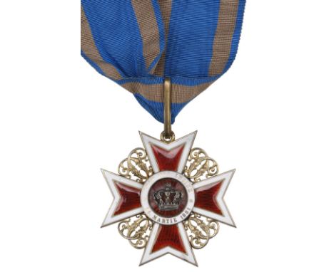 * Romania, Order of the Crown, 1st type, Civil Division, Commander's neck badge, silver gilt and enamel, hallmarked, 60 mm, m