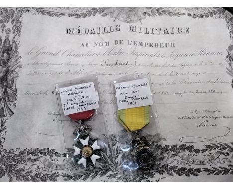 * French Second Empire Legion of Honour pair attributed to Pierre Chambaud, Company Sergeant of the Gendarmerie of the Depart