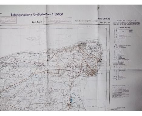 * Operation Sea Lion. Two WWII German map for the invasion of the United Kingdom in September 1940, issued to senior officers