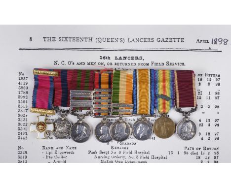 * A group of eight dress miniature medals attributed to Captain G. Hudgell, D.S.O., D.C.M., M.I.D., 16th Lancers a) Distingui