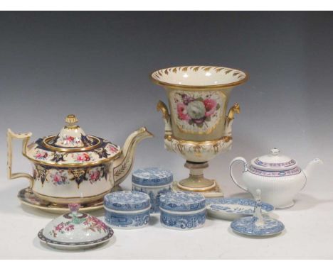 A collection of English porcelain, mainly circa 1820-1850. To include a Hicks Meigh &amp; Johnson teapot and stand, sauceboat