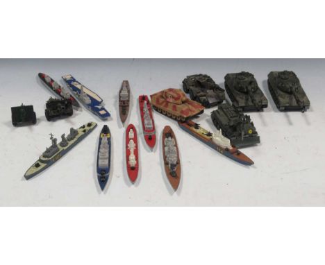 Nine Dinky Sea Kings models, two Dinky Leopard tanks, a Corgi recovery tank etc