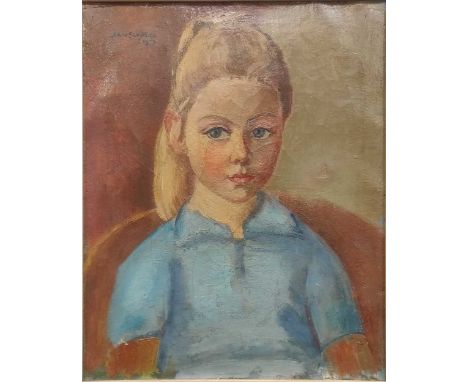 Jan Sluyters (Dutch 1881-1957) Portrait of a young girloil on canvas signed and dated 'Jan Sluyters 1953' (top left)39 x 39cm