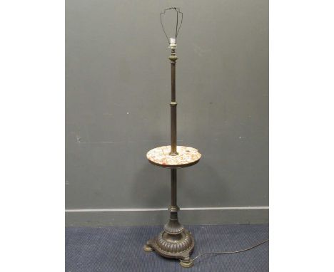 A Victorian brass standard lamp with marble table, 164cm high including fittingsProperty from Blomvyle Hall