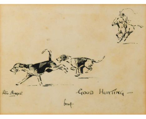Peter Biegel (British, 1913-1987)Good Huntingprint9.5 x 13cmProvenance:The artist's studio and thence by descent within the f