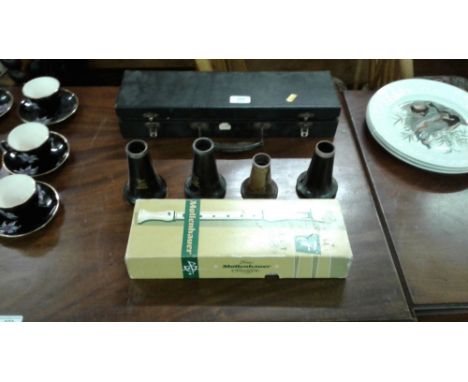 A French cased clarinet together with a recorder etc.