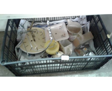 A box containing a Smiths wall clock; a lustre decorated jug etc.