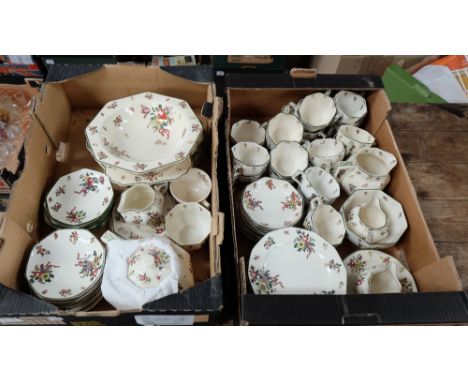 A large collection of early Royal Doulton Old Leeds Sprays dinnerware to include teapot, sandwich plates, side plates, cups, 
