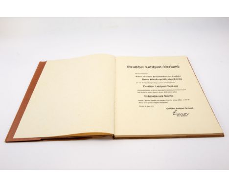 An interesting large format "visitors book", headed "Deutscher Luftsport Verband", commemorating the first German Aviation Mi