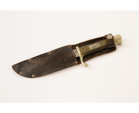 A William Rodgers hunting knife, blade 5" stamped "William Rodgers, I cut my way", and "Sheffield, England", the German silve