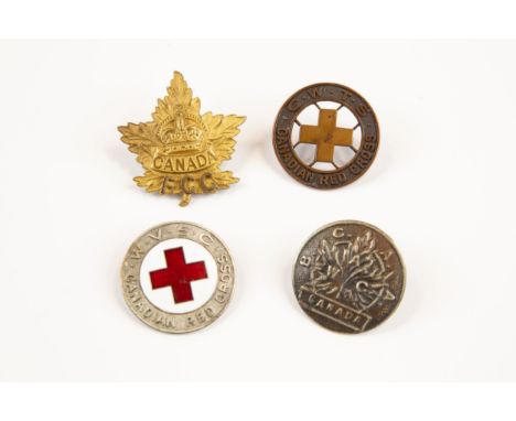 4 Canadian cap badges: Womens Auxiliary Corps British Columbia Automobile Association; Canadian Womens Transport Service Cana